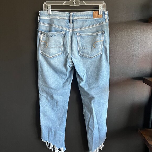 AEO Next Level Stretch Frayed Light Wash Jean - Picture 2 of 3